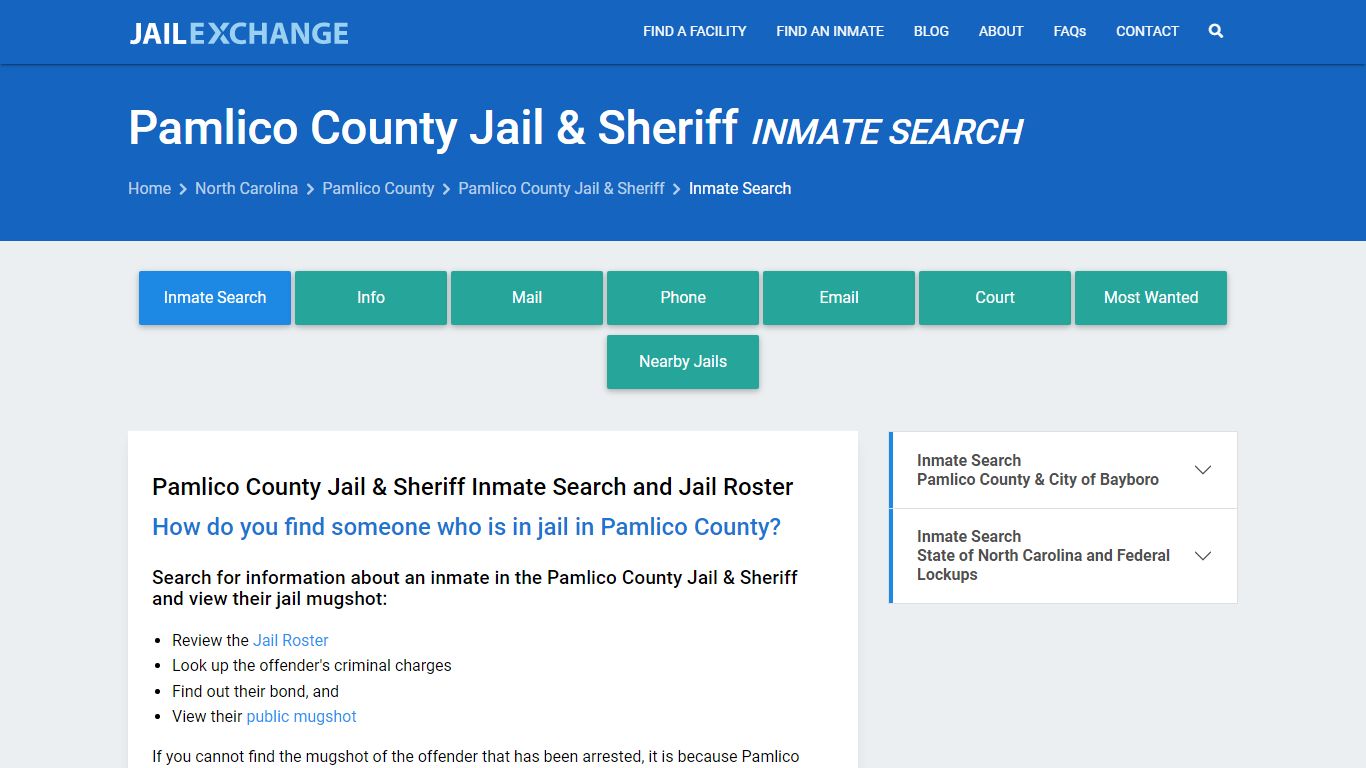 Pamlico County Jail & Sheriff Inmate Search - Jail Exchange